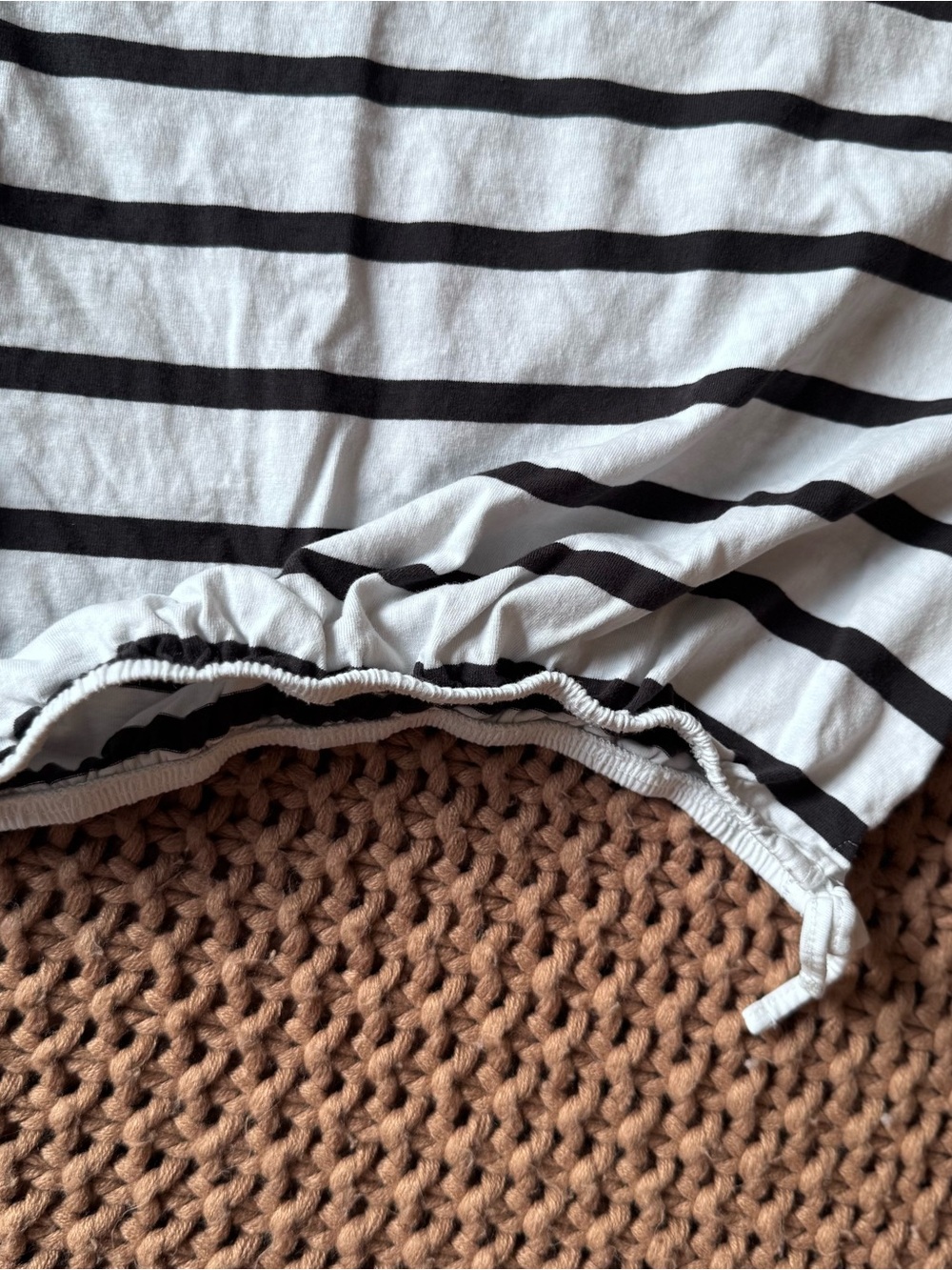 Zara Striped Cinch Waist Crop Top Black White Tee Size 13-14 / XS - Picture 4 of 5